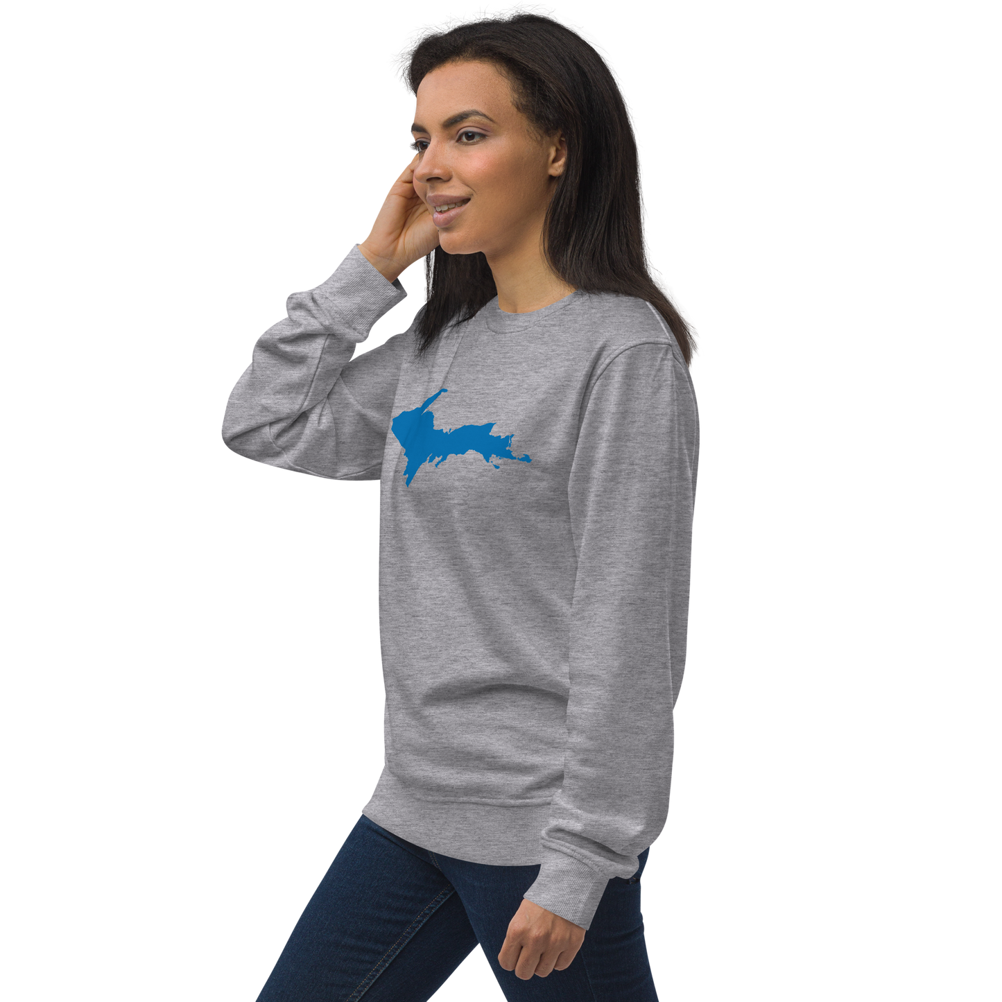 Michigan Upper Peninsula Organic Sweatshirt (w/ Azure UP Outline)