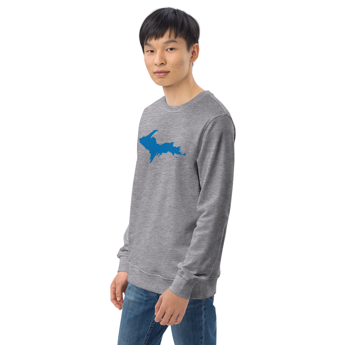 Michigan Upper Peninsula Organic Sweatshirt (w/ Azure UP Outline)