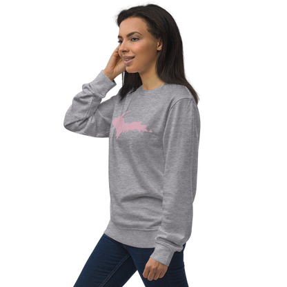 Michigan Upper Peninsula Organic Sweatshirt (w/ Pink UP Outline)