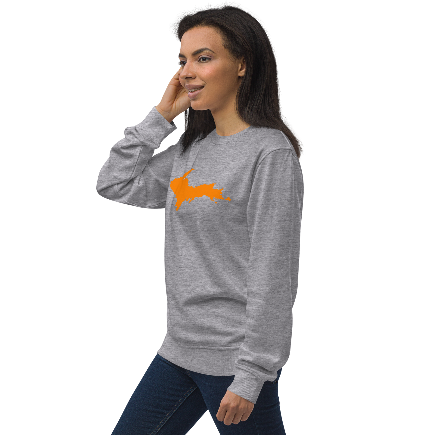 Michigan Upper Peninsula Organic Sweatshirt (w/ Orange UP Outline)