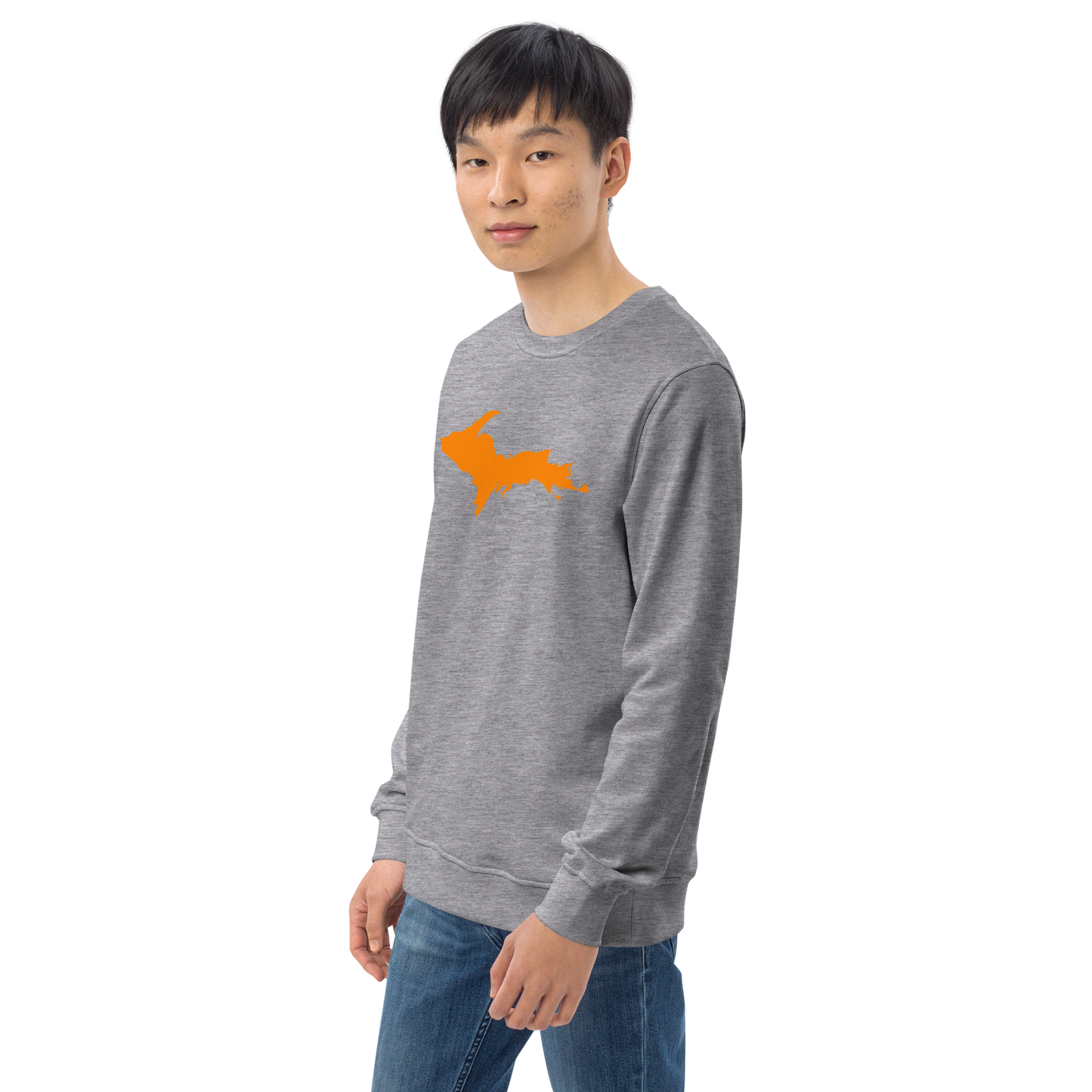 Michigan Upper Peninsula Organic Sweatshirt (w/ Orange UP Outline)