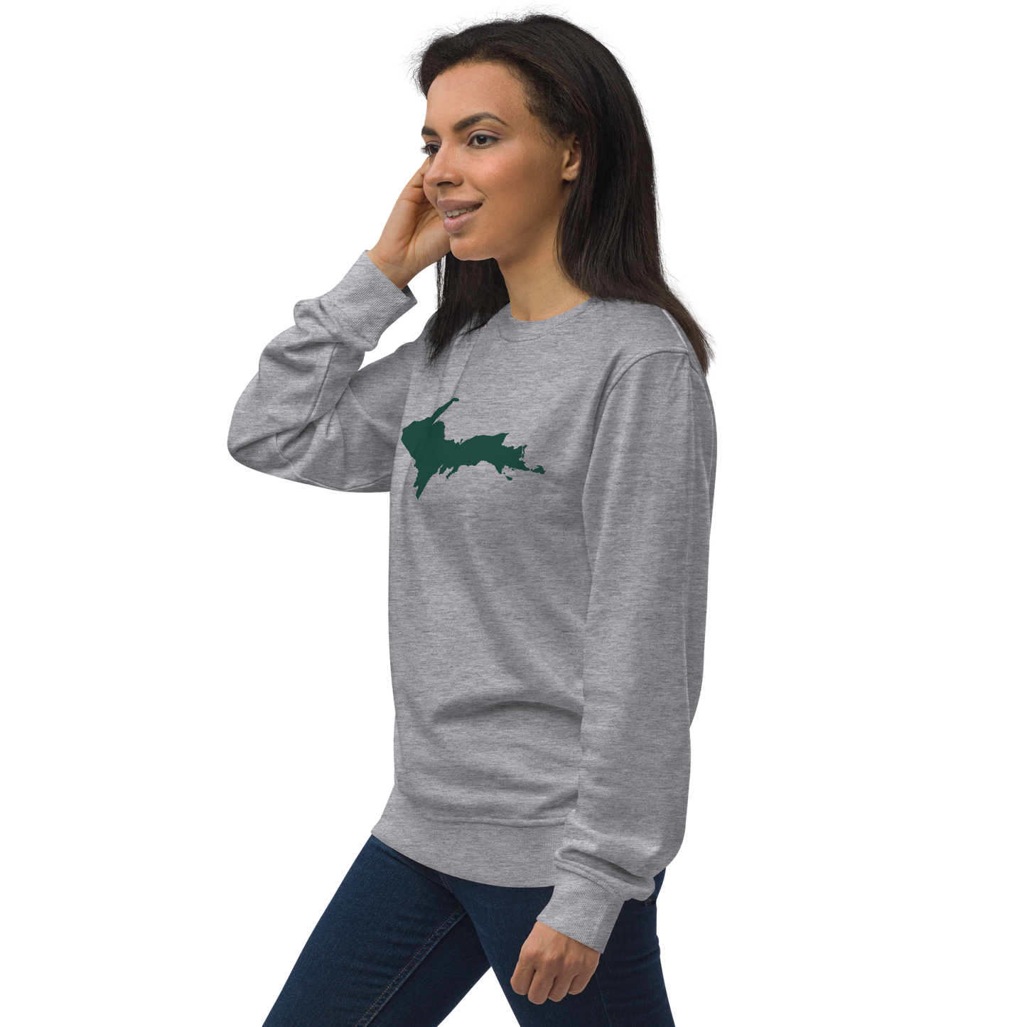 Michigan Upper Peninsula Organic Sweatshirt (w/ Green UP Outline)