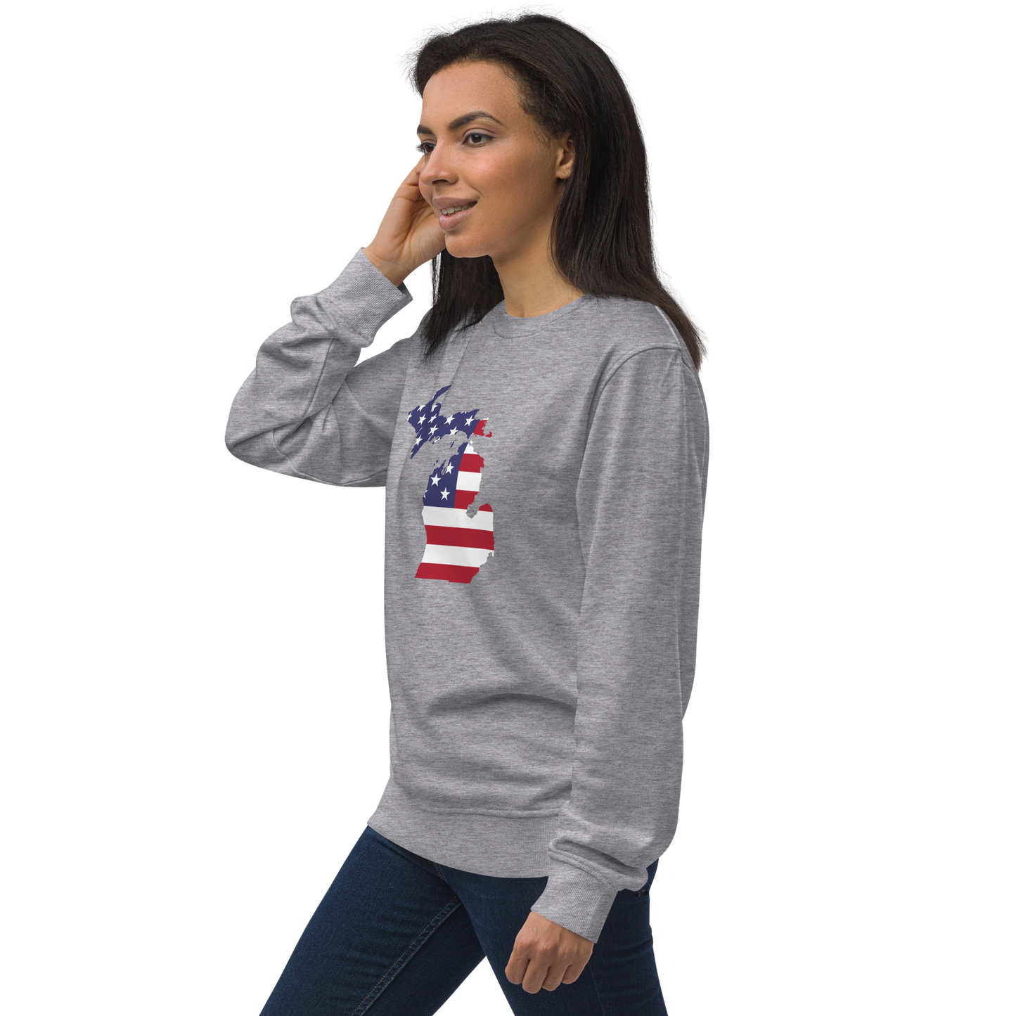 Michigan Organic Sweatshirt (w/ MI USA Flag Outline)