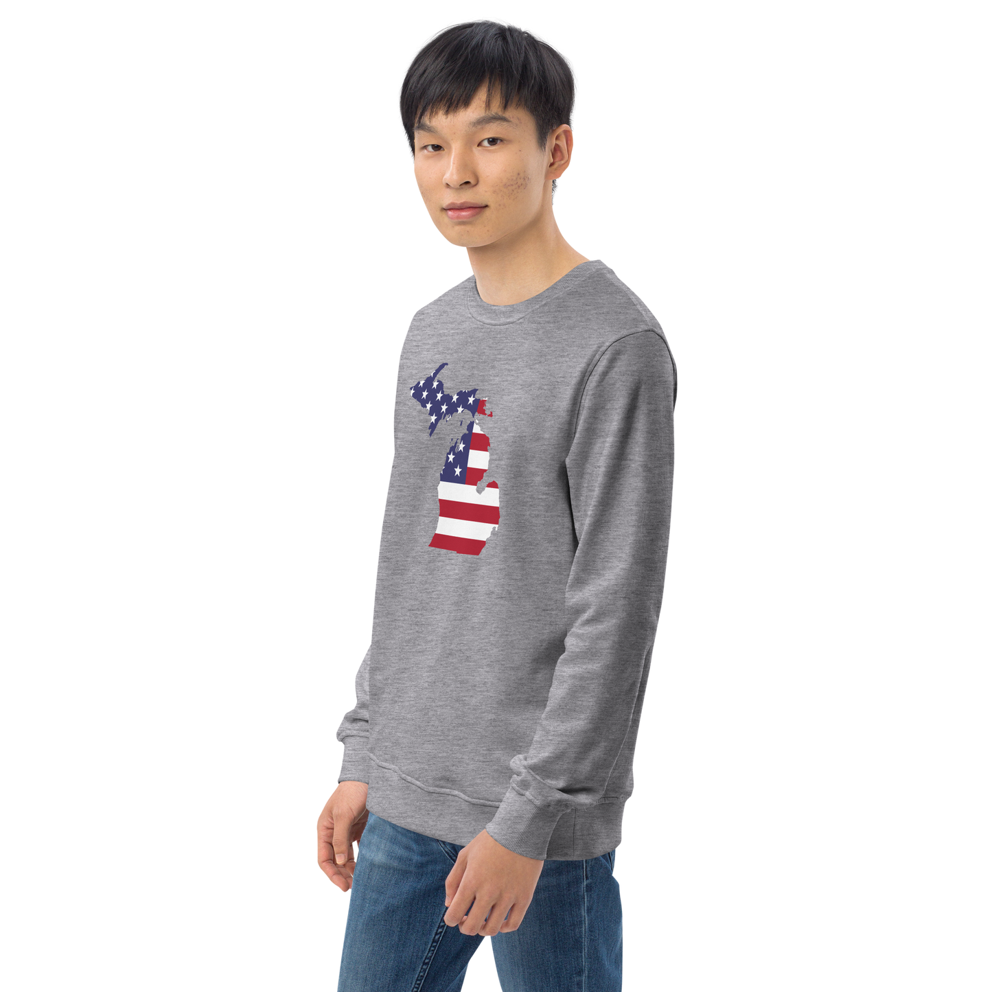 Michigan Organic Sweatshirt (w/ MI USA Flag Outline)