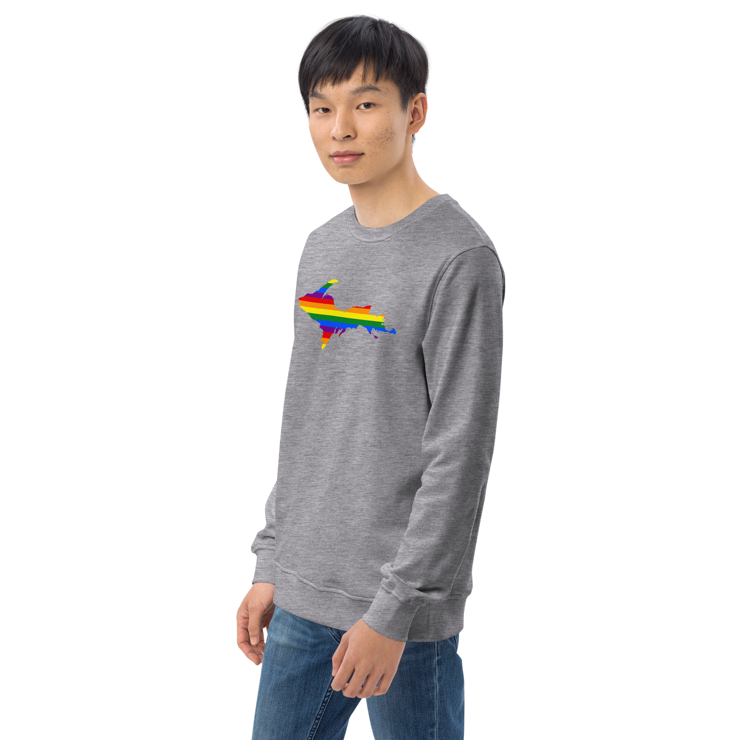 Michigan Upper Peninsula Sweatshirt (w/ UP Pride Flag Outline) | Unisex Organic