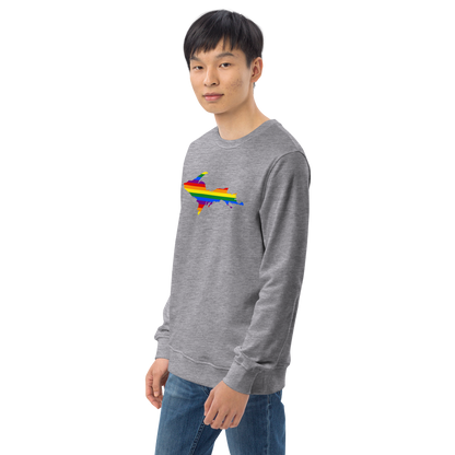 Michigan Upper Peninsula Sweatshirt (w/ UP Pride Flag Outline) | Unisex Organic