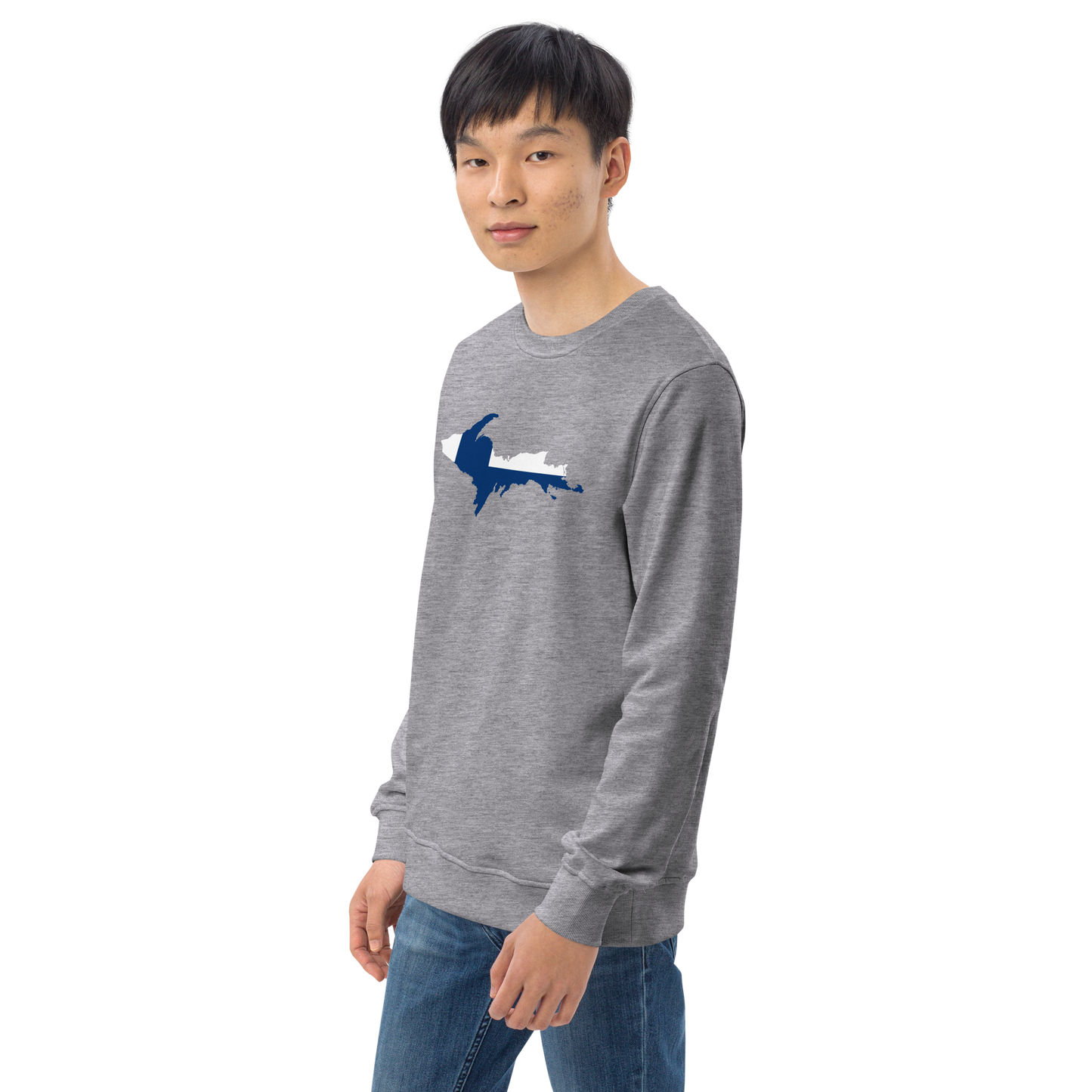 Michigan Upper Peninsula Sweatshirt (w/ UP Finland Flag Outline) | Unisex Organic