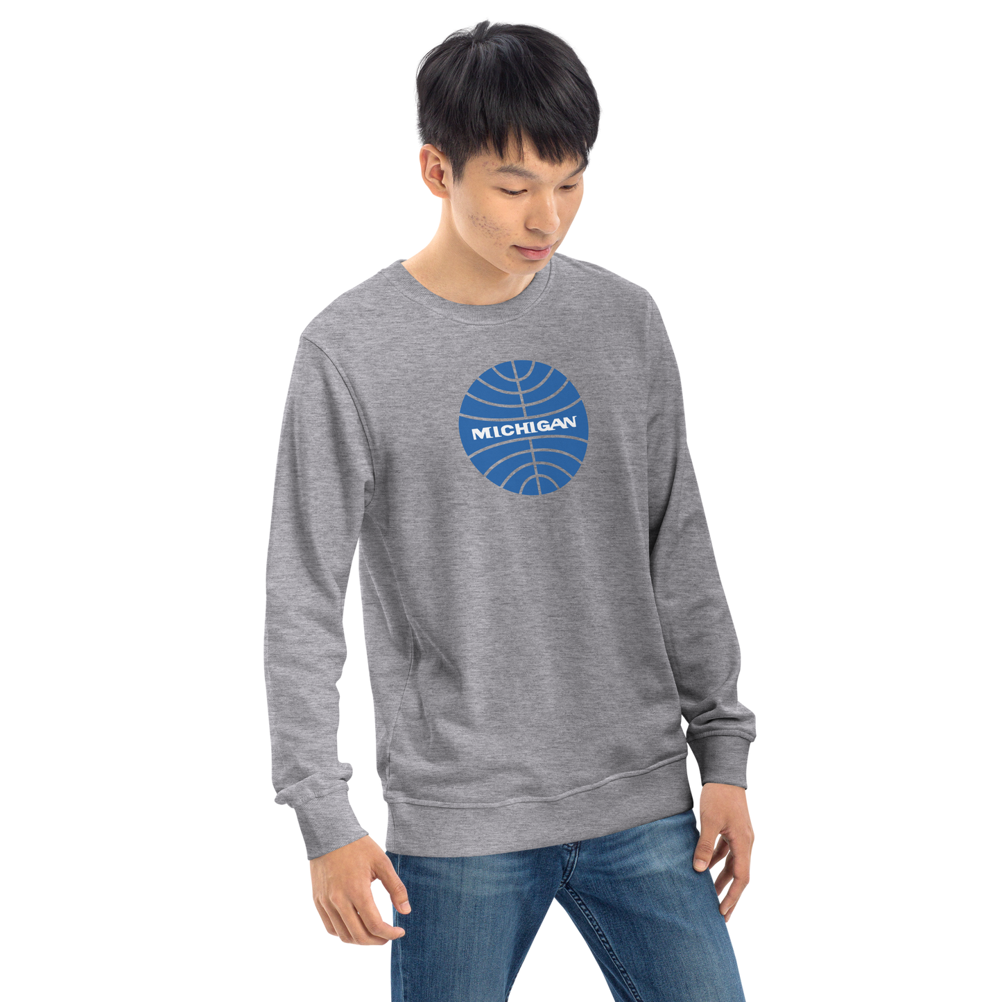 'Michigan' Organic Sweatshirt (Vintage Airline Parody)