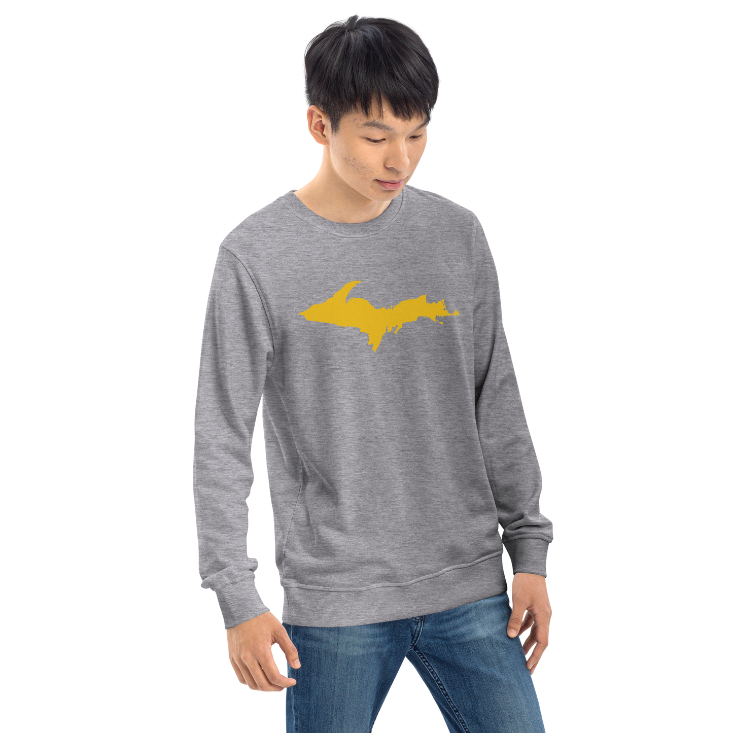 Michigan Upper Peninsula Organic Sweatshirt (w/ Gold UP Outline)