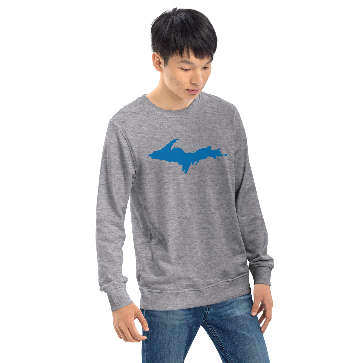 Michigan Upper Peninsula Organic Sweatshirt (w/ Azure UP Outline)