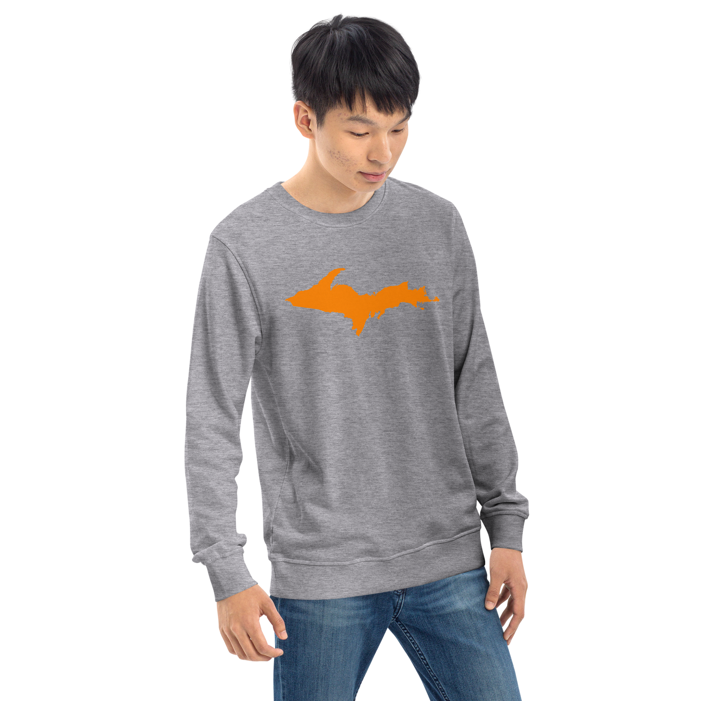 Michigan Upper Peninsula Organic Sweatshirt (w/ Orange UP Outline)