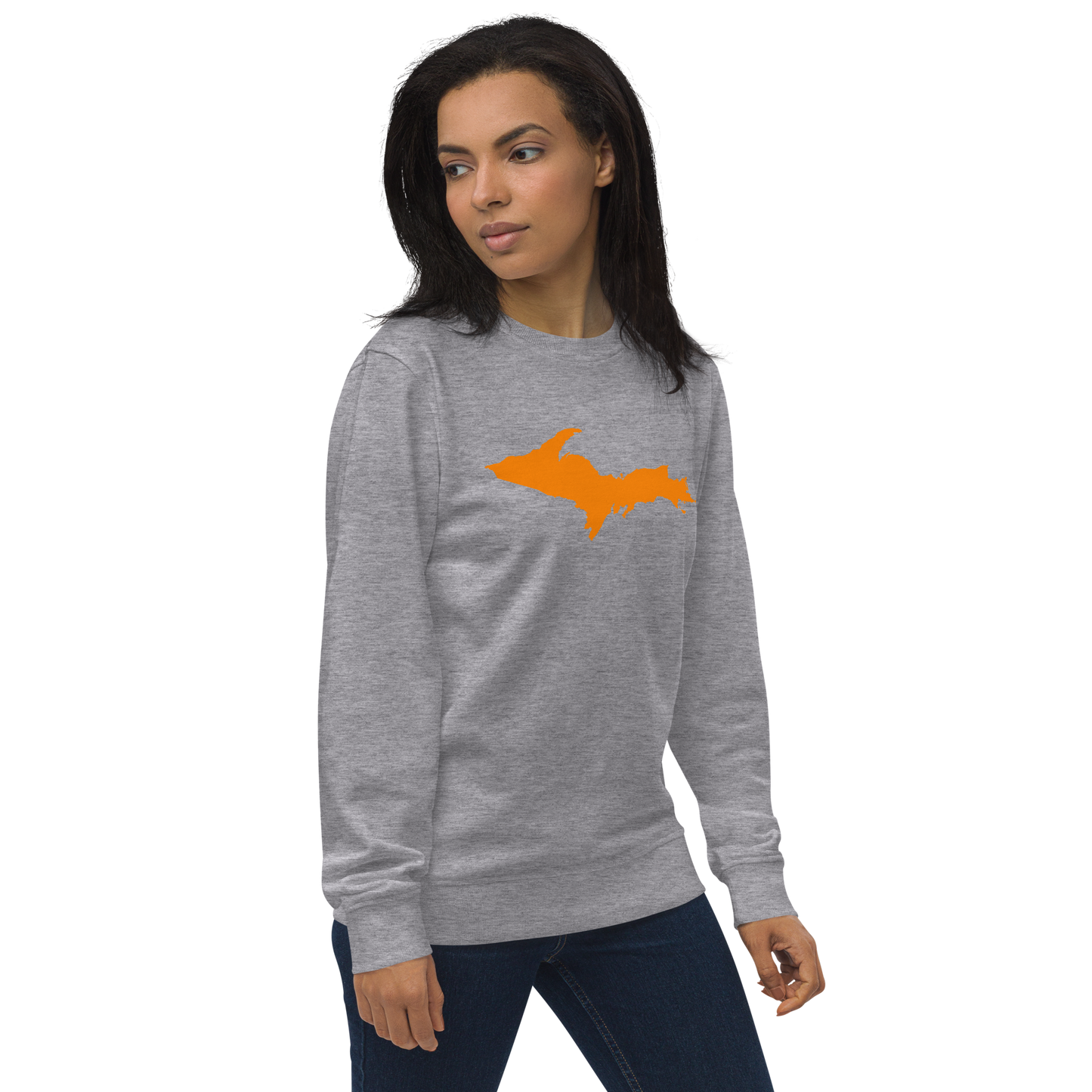 Michigan Upper Peninsula Organic Sweatshirt (w/ Orange UP Outline)