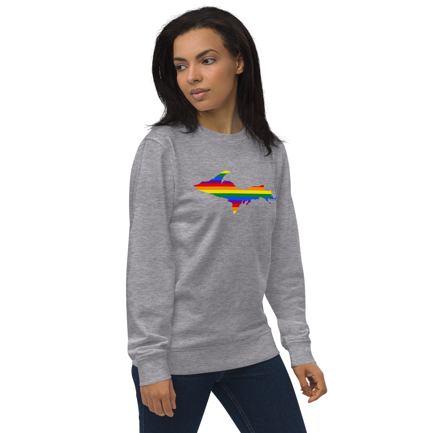 Michigan Upper Peninsula Sweatshirt (w/ UP Pride Flag Outline) | Unisex Organic