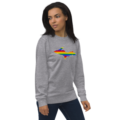 Michigan Upper Peninsula Sweatshirt (w/ UP Pride Flag Outline) | Unisex Organic