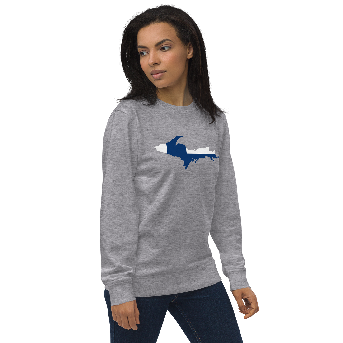 Michigan Upper Peninsula Sweatshirt (w/ UP Finland Flag Outline) | Unisex Organic