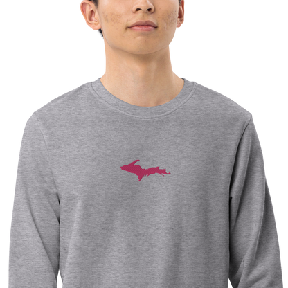 Michigan Upper Peninsula Sweatshirt (w/ Embroidered Pink UP Outline) | Unisex Organic