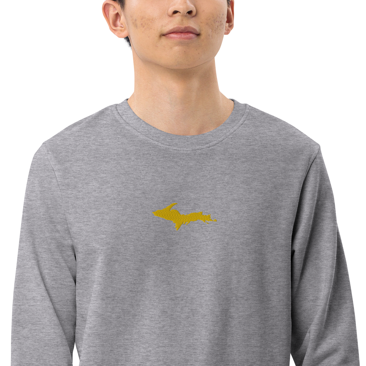 Michigan Upper Peninsula Sweatshirt (w/ Embroidered Gold UP Outline) | Unisex Organic