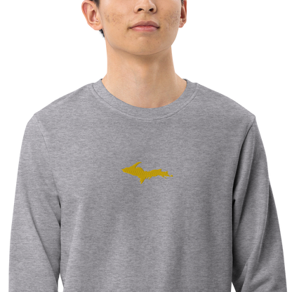 Michigan Upper Peninsula Sweatshirt (w/ Embroidered Gold UP Outline) | Unisex Organic