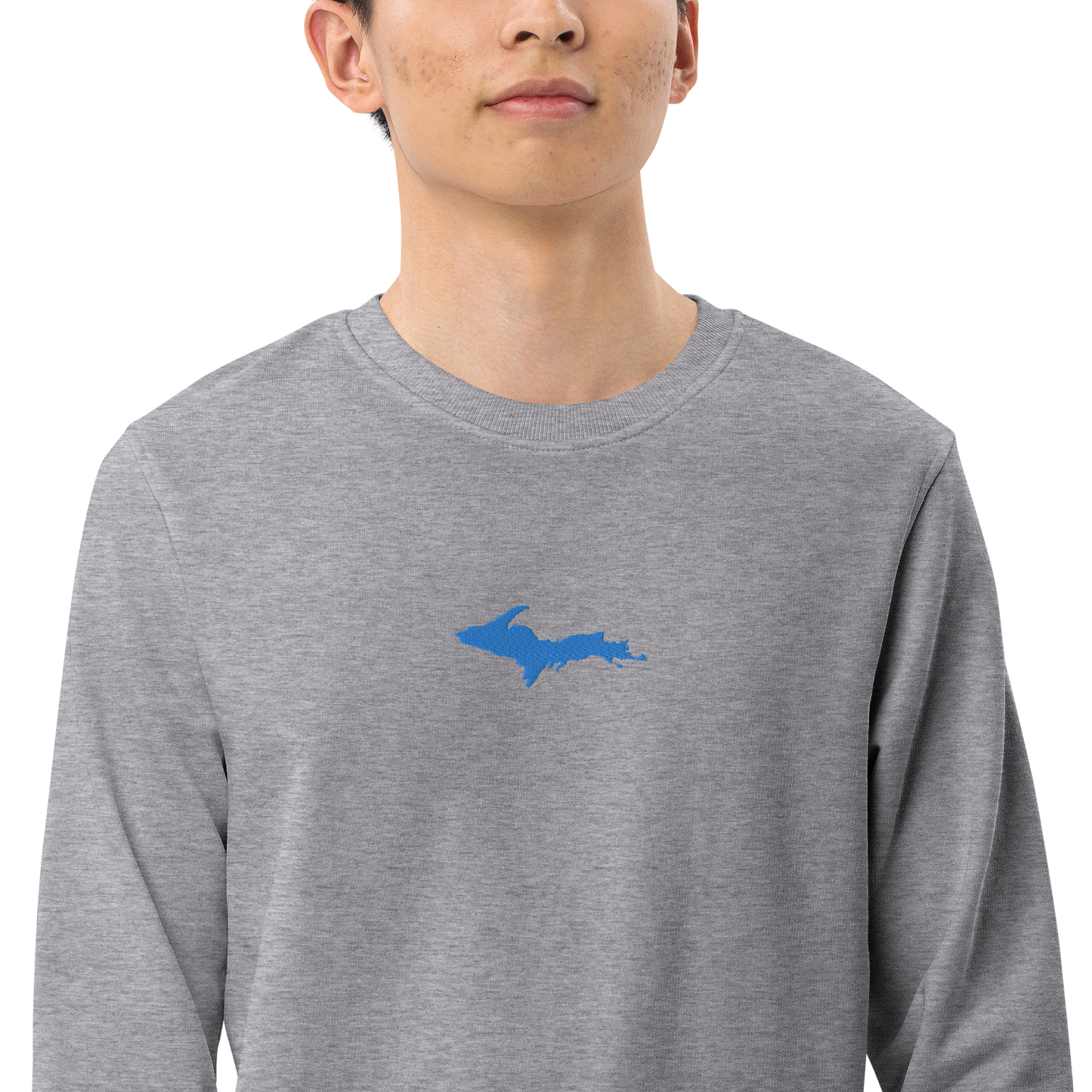 Michigan Upper Peninsula Sweatshirt (w/ Embroidered Azure UP Outline) | Unisex Organic