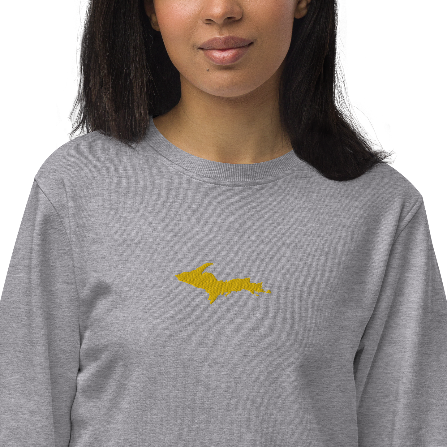 Michigan Upper Peninsula Sweatshirt (w/ Embroidered Gold UP Outline) | Unisex Organic