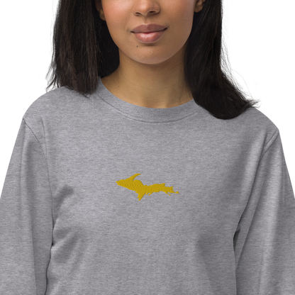 Michigan Upper Peninsula Sweatshirt (w/ Embroidered Gold UP Outline) | Unisex Organic