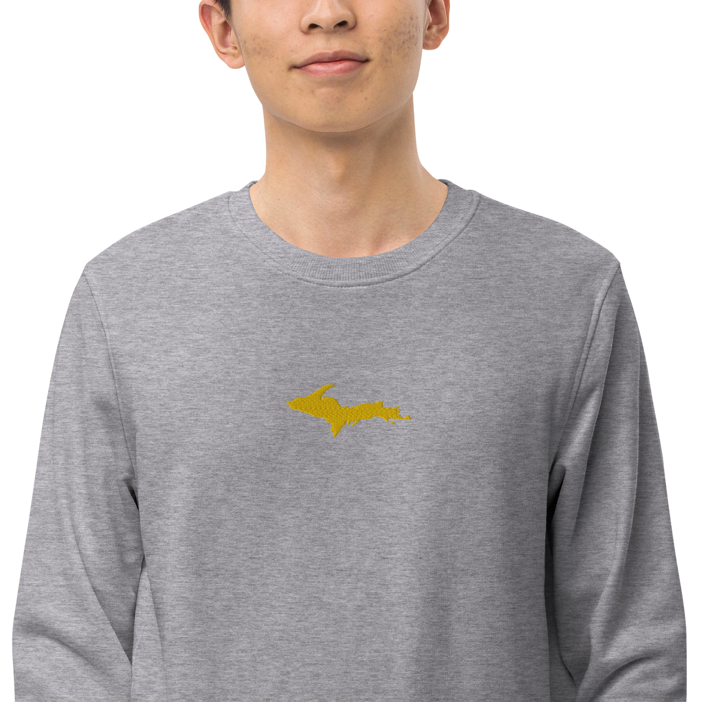 Michigan Upper Peninsula Sweatshirt (w/ Embroidered Gold UP Outline) | Unisex Organic