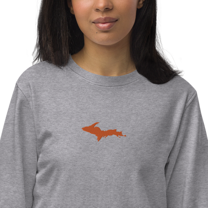 Michigan Upper Peninsula Sweatshirt (w/ Embroidered Orange UP Outline) | Unisex Organic