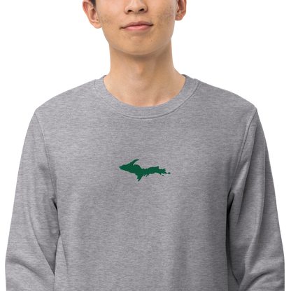 Michigan Upper Peninsula Sweatshirt (w/ Embroidered Green UP Outline) | Unisex Organic