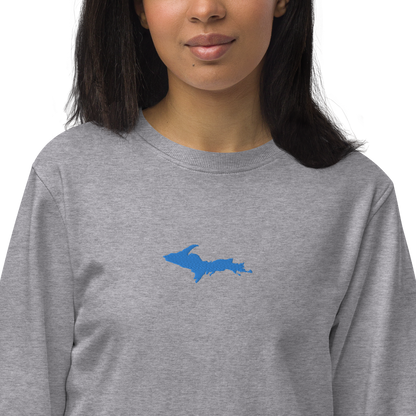 Michigan Upper Peninsula Sweatshirt (w/ Embroidered Azure UP Outline) | Unisex Organic