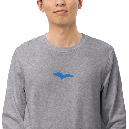 Michigan Upper Peninsula Sweatshirt (w/ Embroidered Azure UP Outline) | Unisex Organic