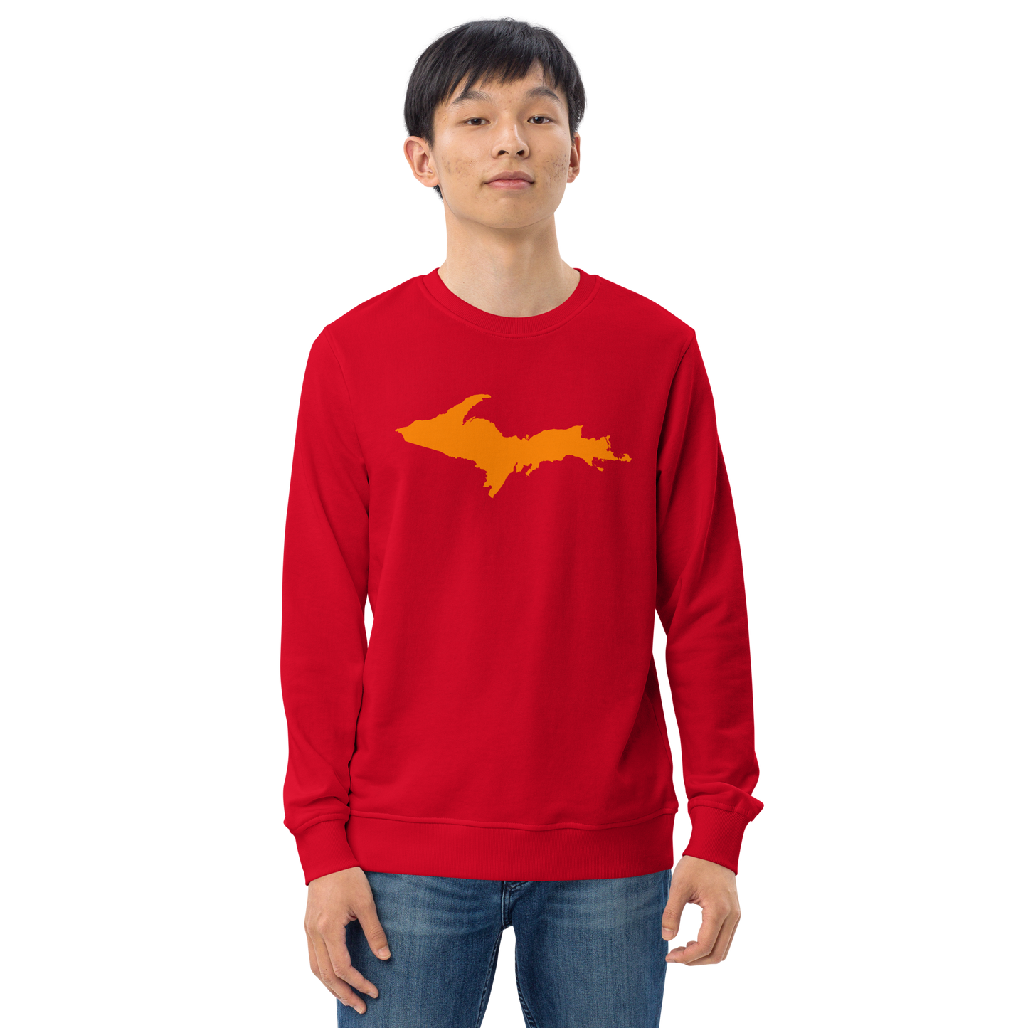 Michigan Upper Peninsula Organic Sweatshirt (w/ Orange UP Outline)