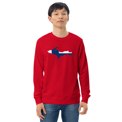 Michigan Upper Peninsula Sweatshirt (w/ UP Finland Flag Outline) | Unisex Organic