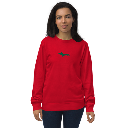 Michigan Upper Peninsula Sweatshirt (w/ Embroidered Green UP Outline) | Unisex Organic