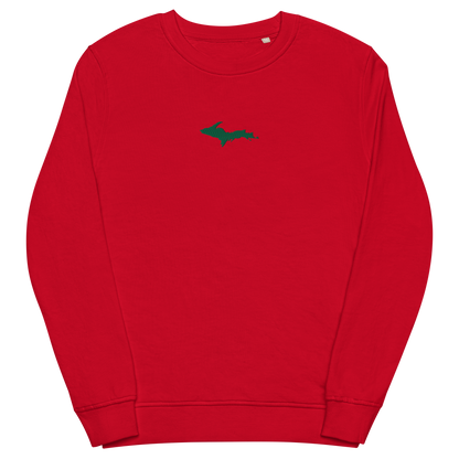 Michigan Upper Peninsula Sweatshirt (w/ Embroidered Green UP Outline) | Unisex Organic