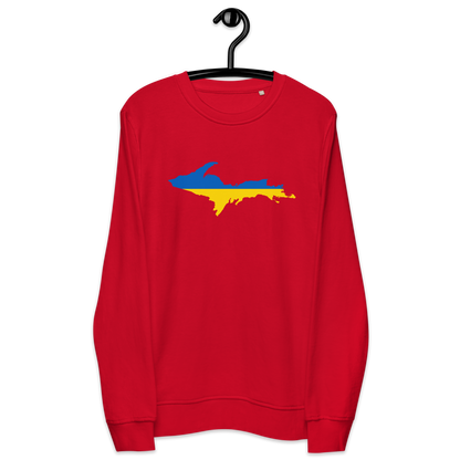 Michigan Upper Peninsula Sweatshirt (w/ Ukraine Flag Outline) | Unisex Organic