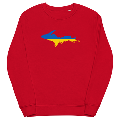 Michigan Upper Peninsula Sweatshirt (w/ Ukraine Flag Outline) | Unisex Organic