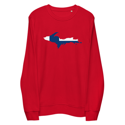 Michigan Upper Peninsula Sweatshirt (w/ UP Finland Flag Outline) | Unisex Organic