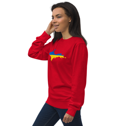 Michigan Upper Peninsula Sweatshirt (w/ Ukraine Flag Outline) | Unisex Organic