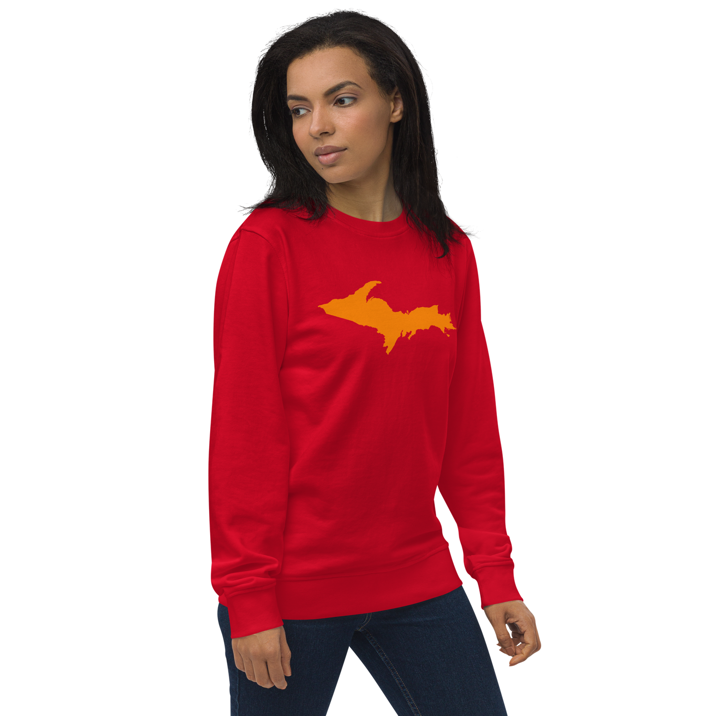 Michigan Upper Peninsula Organic Sweatshirt (w/ Orange UP Outline)