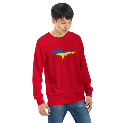 Michigan Upper Peninsula Sweatshirt (w/ Ukraine Flag Outline) | Unisex Organic