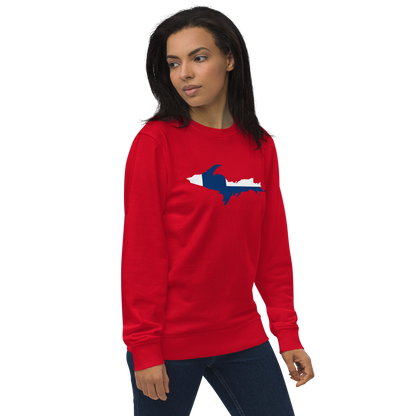 Michigan Upper Peninsula Sweatshirt (w/ UP Finland Flag Outline) | Unisex Organic