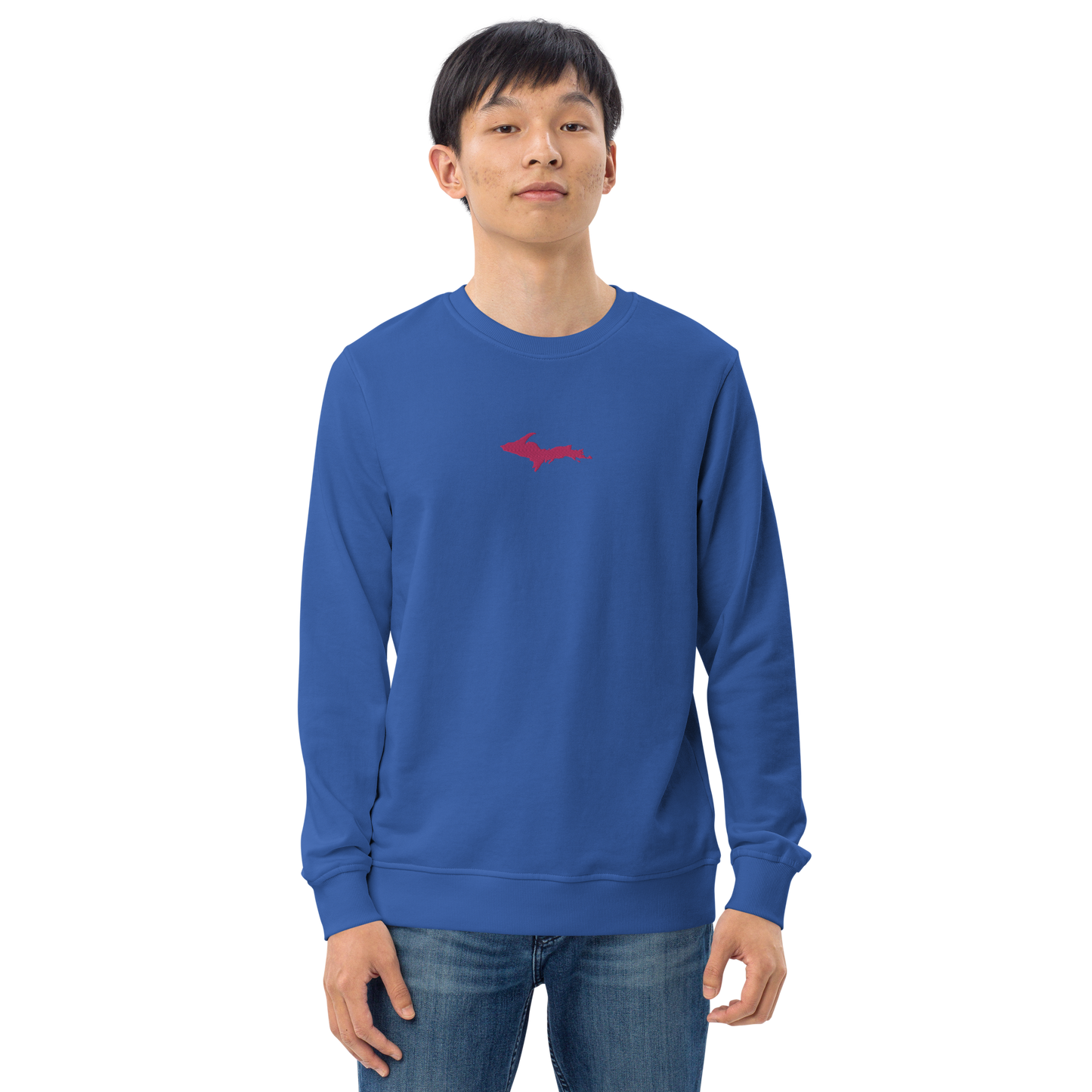 Michigan Upper Peninsula Sweatshirt (w/ Embroidered Pink UP Outline) | Unisex Organic