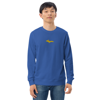 Michigan Upper Peninsula Sweatshirt (w/ Embroidered Gold UP Outline) | Unisex Organic