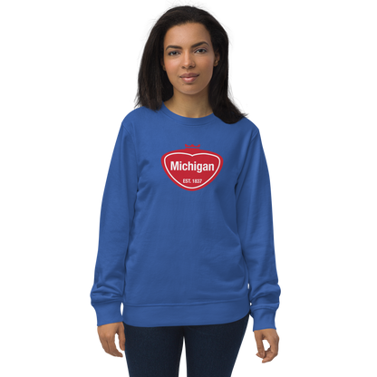 'Michigan EST 1837' Organic Sweatshirt (Local Sodapop Parody)