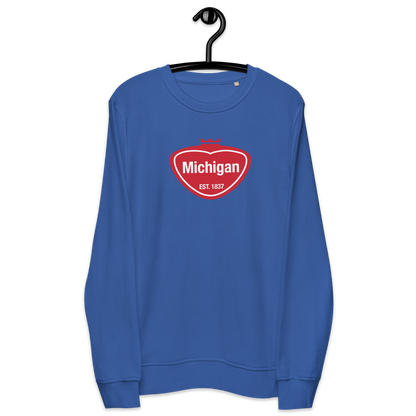 'Michigan EST 1837' Organic Sweatshirt (Local Sodapop Parody)