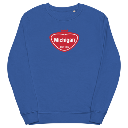 'Michigan EST 1837' Organic Sweatshirt (Local Sodapop Parody)