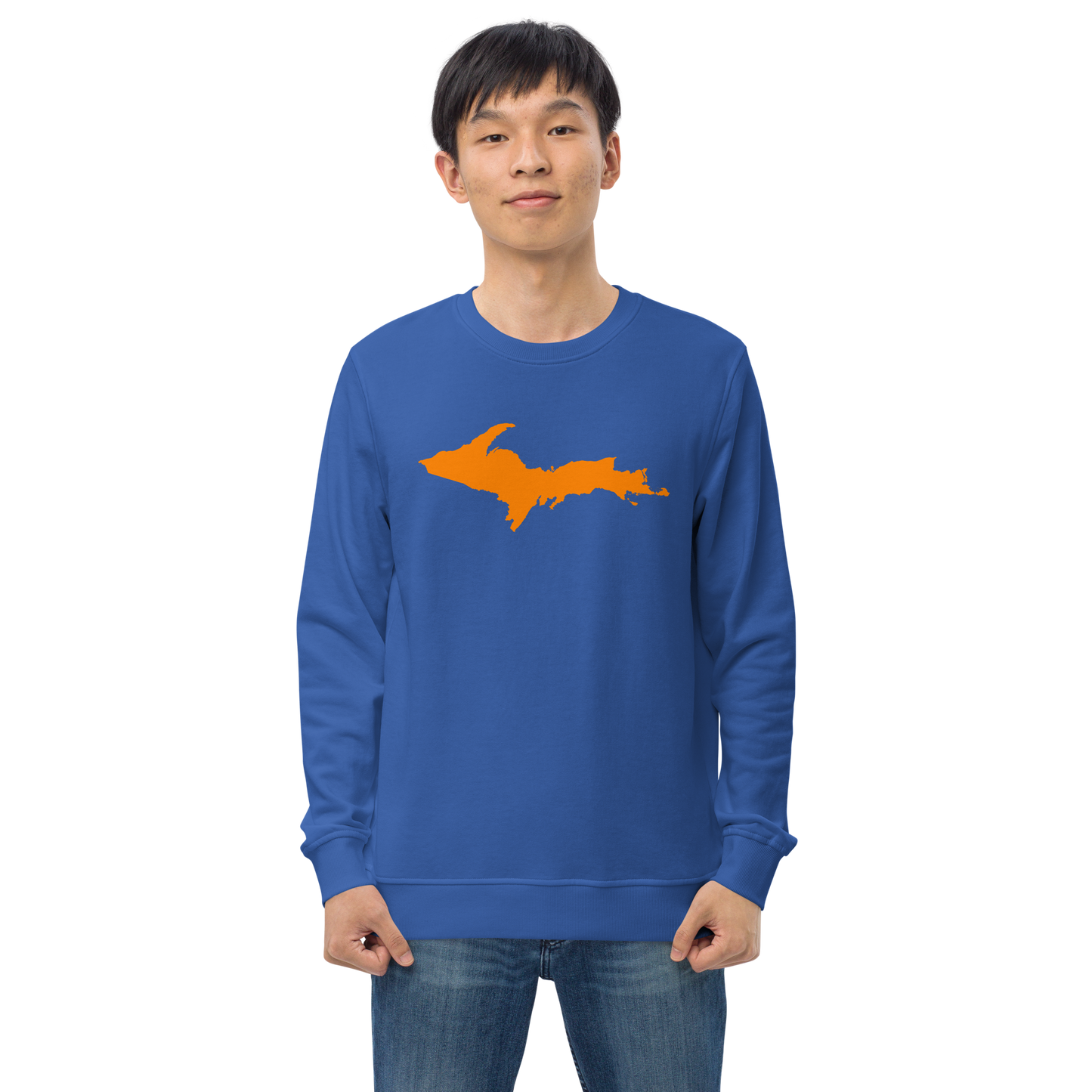 Michigan Upper Peninsula Organic Sweatshirt (w/ Orange UP Outline)