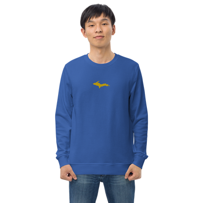 Michigan Upper Peninsula Sweatshirt (w/ Embroidered Gold UP Outline) | Unisex Organic