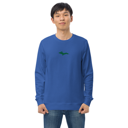 Michigan Upper Peninsula Sweatshirt (w/ Embroidered Green UP Outline) | Unisex Organic