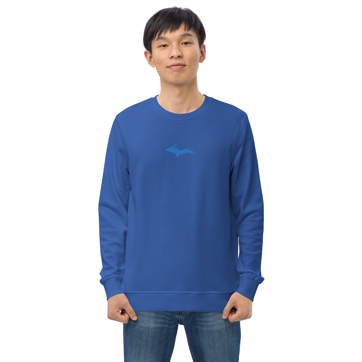 Michigan Upper Peninsula Sweatshirt (w/ Embroidered Azure UP Outline) | Unisex Organic